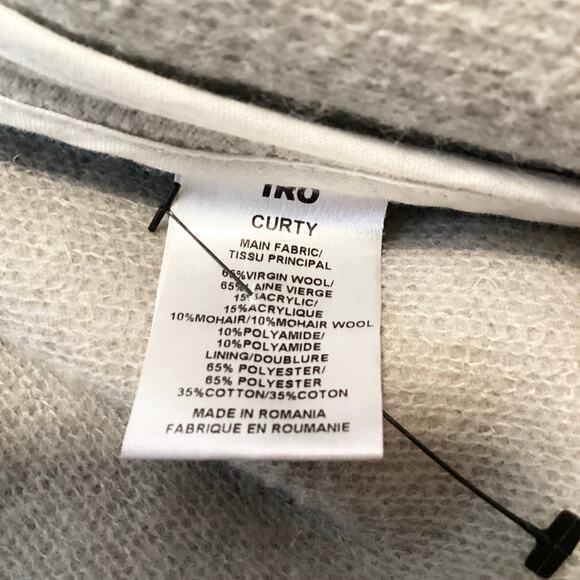 IRO Curty Virgin Wool Longline Slim Moto Jacket Blazer Beige Gray 40 US 8 - Picture 10 of 12